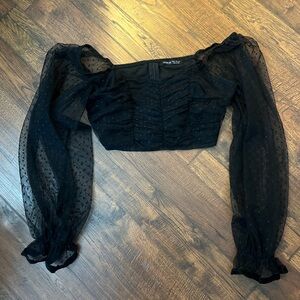 SHEIN Black Sheer Crop Top